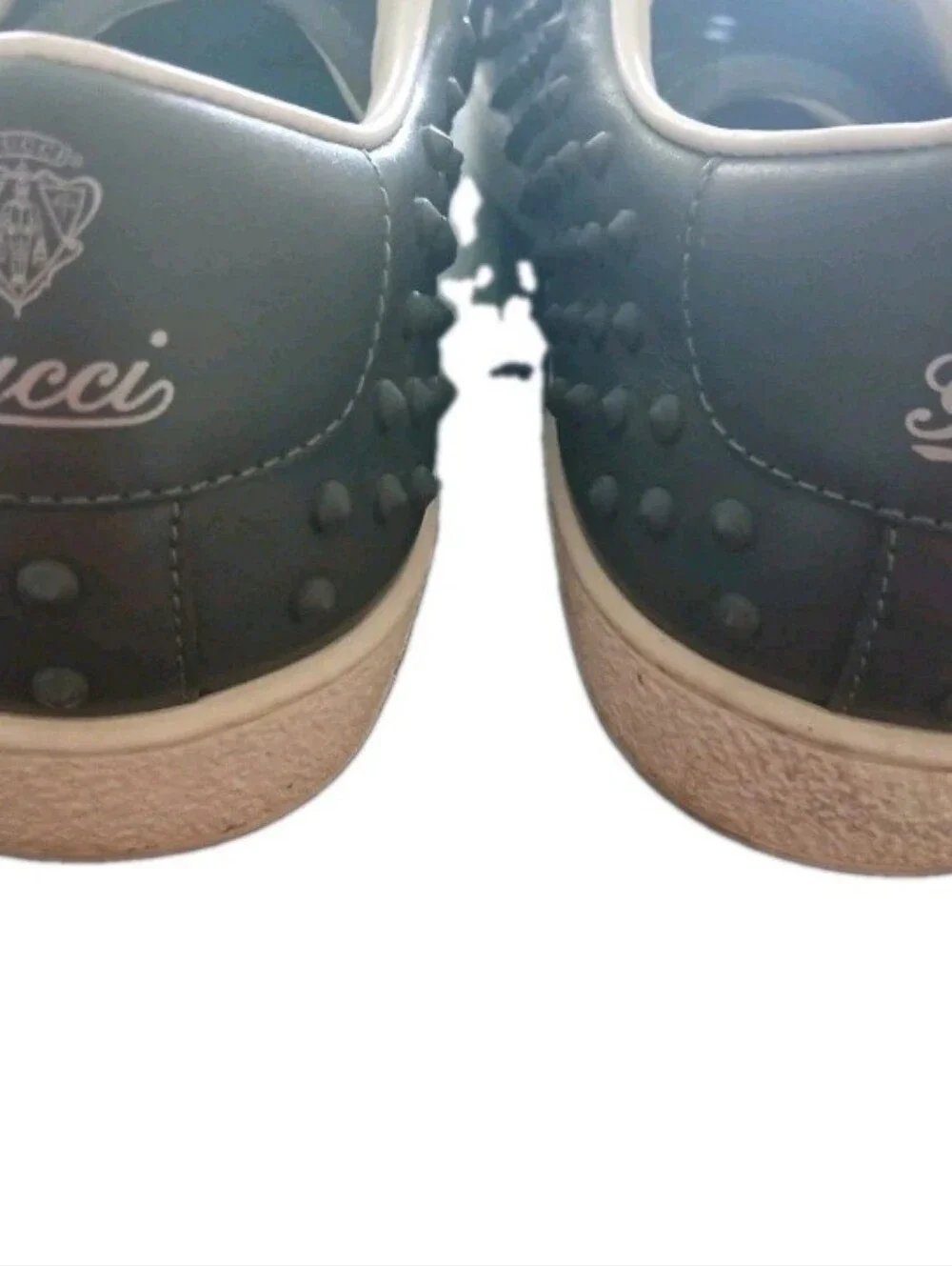 Gucci Men's Gray Spiked Low Top Leather Sneakers Size:10